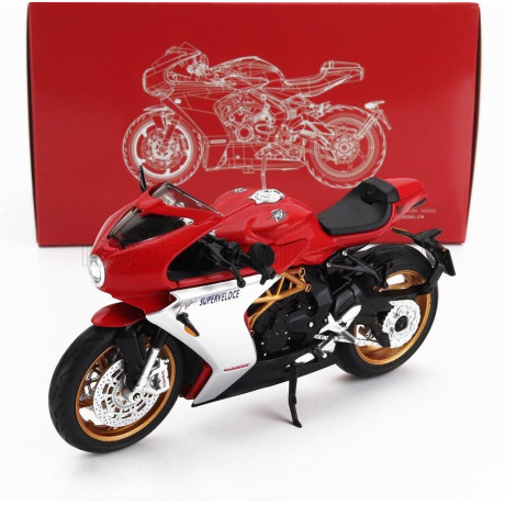 CM MODELS MV AGUSTA 800 SUPERVELOCE 2022 - RED SILVER BLACK 1/18