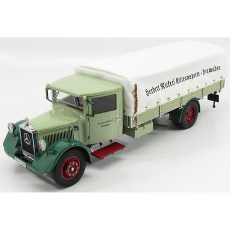 CMC MERCEDES BENZ LO2750 TRUCK WITH TARPAULIN - CASSONE TELONATO 1933 - GREEN 1/18