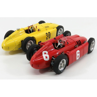 CMC FERRARI F1  SET 2X LANCIA D50 N 20 6th BELGIUM GP 1956 A.PILETTE + D50 N 6 WINNER GP TORINO 1955 A.ASCARI - RED YELLOW 1/18