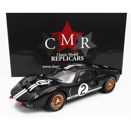 CMR FORD USA GT40 MKII 7.0L V8 TEAM SHELBY AMERICAN INC. N 2 WINNER 24h LE MANS 1966 B.McLAREN - C.AMON - BLACK SILVER 1/12