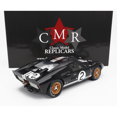 CMR FORD USA GT40 MKII 7.0L V8 TEAM SHELBY AMERICAN INC. N 2 WINNER 24h LE MANS 1966 B.McLAREN - C.AMON - BLACK SILVER 1/12