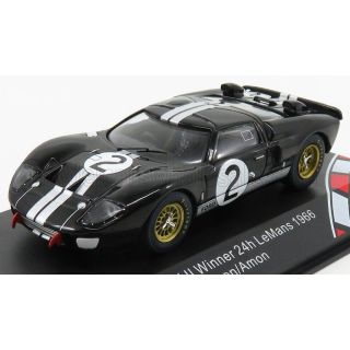 CMR FORD USA GT40 MKII 7.0L V8 TEAM SHELBY AMERICAN INC. N 2 WINNER 24h LE MANS 1966 B.McLAREN - C.AMON - BLACK SILVER 1/43