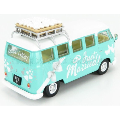 CORGI VOLKSWAGEN T1 MINIBUS JUST MARRIED 1961 - LIGHT BLUE WHITE 1/43