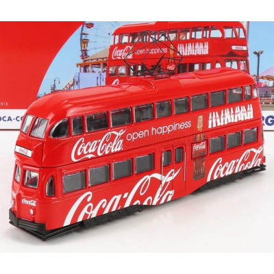 CORGI BLACKPOOL DECKER DOUBLE TRAM AUTOBUS COCA-COLA OPEN HAPPINESS 1934 - RED WHITE 1/76