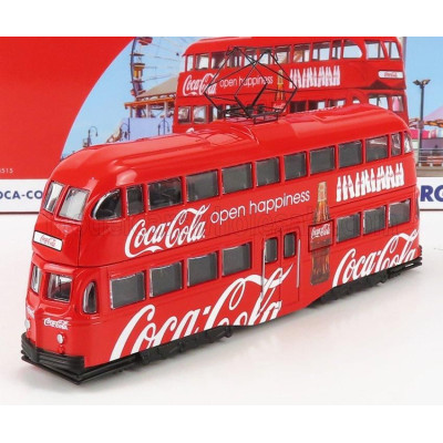 CORGI BLACKPOOL DECKER DOUBLE TRAM AUTOBUS COCA-COLA OPEN HAPPINESS 1934 - RED WHITE 1/76