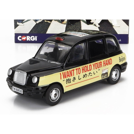 CORGI AUSTIN LONDON TAXI LTI TX4 2007 - THE BEATLES - I WANT TO HOLD YOUR HAND - YELLOW BLACK 1/36