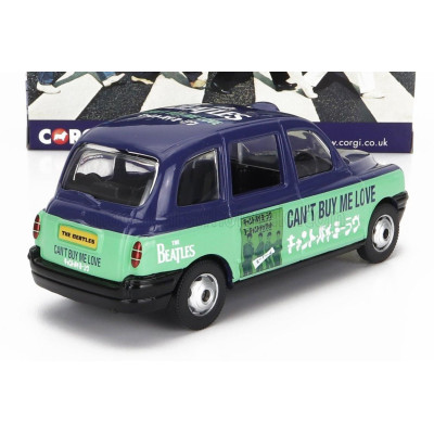 CORGI AUSTIN LONDON TAXI LTI TX4 2007 - THE BEATLES - CAN'T BUY ME LOVE - BLUE GREEN 1/36
