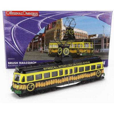 CORGI TRAM BRUSH RAILCOACH BLACKPOOL TRANSPORT INTERFLORA 1970 - YELLOW BLACK 1/76