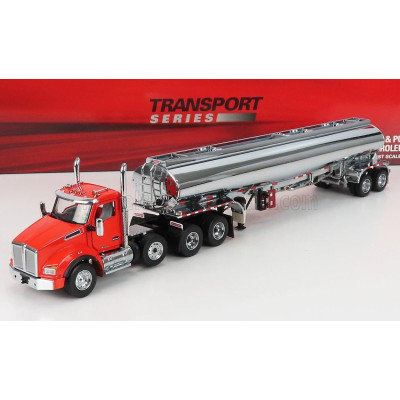 DM MODELS KENWORTH T880 TRUCK WITH FD9300/DT-C4 TANKER PETROLEUM 1990 - RED CHROME 1/50