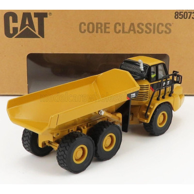 DM MODELS CATERPILLAR CAT725 CASSONE RIBALTABILE CAVA 3-ASSI - ARTICULATED TRUCK - YELLOW BLACK 1/50