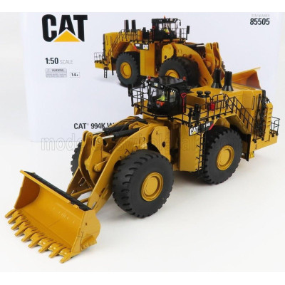 DM MODELS CATERPILLAR CAT994K RUSPA GOMMATA - SCRAPER TRACTOR WHEEL LOADER - ROCK CONFIGURATION - YELLOW BLACK 1/50