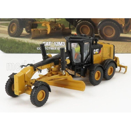 DM MODELS CATERPILLAR CAT12M3 RUSPA LIVELLATRICE GOMMATA - SCRAPER TRACTOR MOTOR GRADER - YELLOW BLACK 1/87