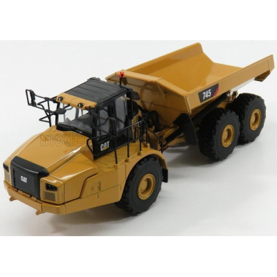 DM MODELS CATERPILLAR CAT745 CASSONE RIBALTABILE CAVA 3-ASSI - ARTICULATED TRUCK - YELLOW BLACK 1/50