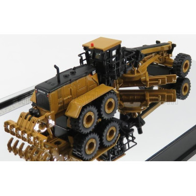 DM MODELS CATERPILLAR CAT24M RUSPA LIVELLATRICE GOMMATA -  SCRAPER TRACTOR MOTOR GRADER - YELLOW BLACK 1/125