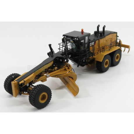 DM MODELS CATERPILLAR CAT24 RUSPA LIVELLATRICE GOMMATA - SCRAPER TRACTOR MOTOR GRADER - YELLOW BLACK 1/50
