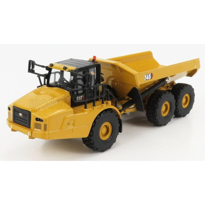 DM MODELS CATERPILLAR CAT745 CASSONE RIBALTABILE CAVA 3-ASSI - ARTICULATED TRUCK - YELLOW BLACK 1/64