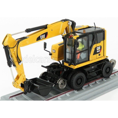 DM MODELS CATERPILLAR CATM323F ESCAVATORE GOMMATO SU ROTAIE FERROVIARIE - TRACTOR HYDRAULIC EXCAVATOR SCRAPER - YELLOW BLACK 1/5
