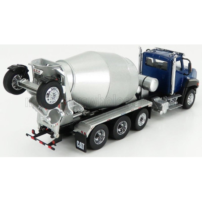 DM MODELS CATERPILLAR CT660 BETONIERA TANKER CEMENT MIXER TRUCK 4-ASSI 2016 - BLUE MET SILVER 1/50