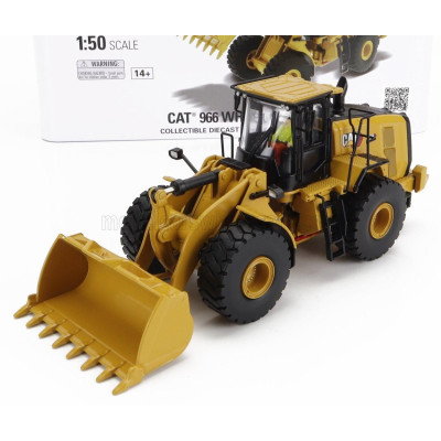 DM MODELS CATERPILLAR CAT966 RUSPA GOMMATA - SCRAPER TRACTOR WHEEL LOADER - YELLOW BLACK 1/50