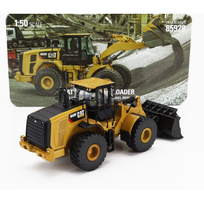 DM MODELS CATERPILLAR CAT966M RUSPA GOMMATA - SCRAPER TRACTOR WHEEL LOADER - YELLOW BLACK 1/50