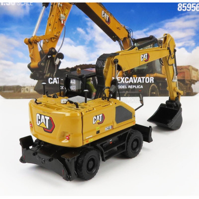 DM MODELS CATERPILLAR CATM318 ESCAVATORE GOMMATO - TRACTOR HYDRAULIC EXCAVATOR SCRAPER - YELLOW BLACK 1/50