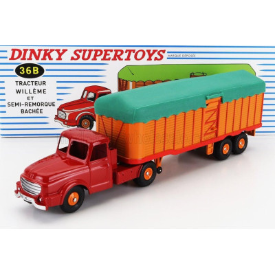 EDICOLA WILLEME TRACTOR TRUCK + SEMI-REMORQUE BACHEE 1960 - RED ORANGE GREEN 1/43