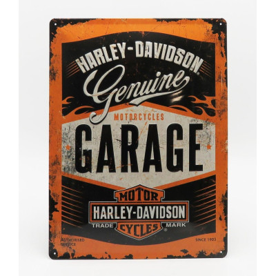 EDICOLA ACCESSORIES 3D METAL PLATE - HARLEY DAVIDSON GARAGE - ORANGE BLACK 1/1