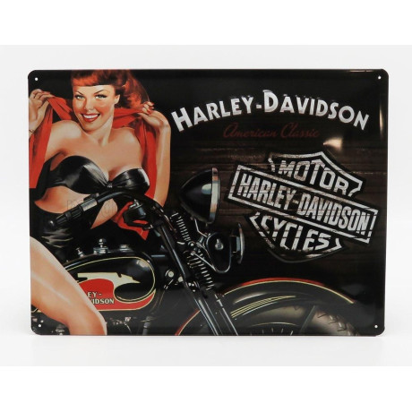 EDICOLA ACCESSORIES 3D METAL PLATE - HARLEY DAVIDSON AMERICAN CLASSIC BIKER BABE - BLACK ORANGE 1/1