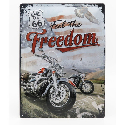 EDICOLA ACCESSORIES 3D METAL PLATE - RUOTE 66 FEEL THE FREEDOM - BLACK RED BROWN 1/1