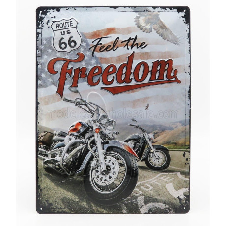 EDICOLA ACCESSORIES 3D METAL PLATE - RUOTE 66 FEEL THE FREEDOM - BLACK RED BROWN 1/1
