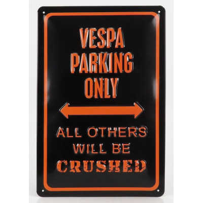 EDICOLA ACCESSORIES METAL PLATE VESPA PARKING ONLY - BLACK ORANGE 1/43