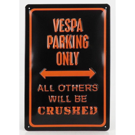 EDICOLA ACCESSORIES METAL PLATE VESPA PARKING ONLY - BLACK ORANGE 1/43