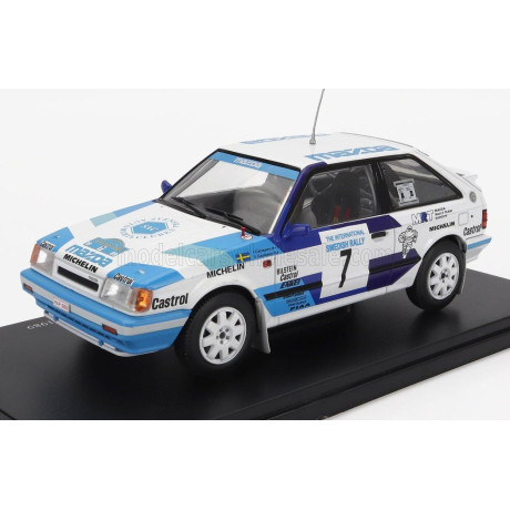 EDICOLA MAZDA 323 4WD N 7 WINNER RALLY SWEDISH 1989 I.CARLSSON - P.CARLSSON - WHITE LIGHT BLUE 1/24