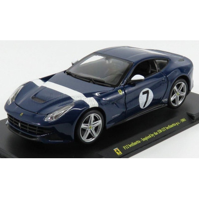 EDICOLA FERRARI F12 BERLINETTA N 7 2012 - INSPIRED BY THE 250 GT BERLINETTA - CON VETRINA - WITH SHOWCASE - BLUE WHITE 1/24