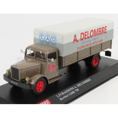 EDICOLA BERLIET GDR 7W TRUCK TELONATO LIVRAISONS A.DELOMBRE 1954 - BROWN GREY 1/43