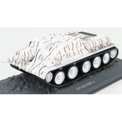 EDICOLA TANK SU-122 CY-122 CARRO ARMATO 1943 - DAMAGE BLISTER BOX - MILITARY WHITE 1/43