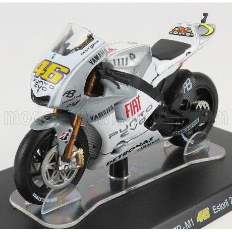 EDICOLA YAMAHA YZR M1 N 46 WORLD CHAMPION ESTORIL MOTOGP 2009 VALENTINO ROSSI - WHITE SILVER 1/18