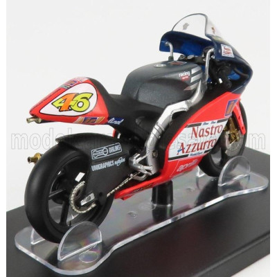 EDICOLA APRILIA 250cc TEAM NASTRO AZZURRO N 46 WORLD CHAMPION TEST JEREZ 1997 VALENTINO ROSSI - GREY RED WHITE 1/18