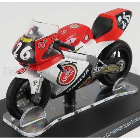 EDICOLA CAGIVA MITO EV N 26 CAMPIONATO SPORT PRODUCTION 1994 VALENTINO ROSSI - RED WHITE BLACK 1/18