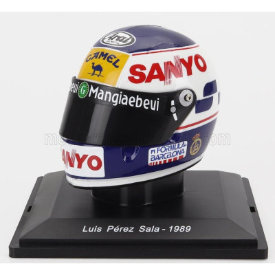 EDICOLA HELMET F1  CASCO - MINARDI M189 N 24 SEASON 1989 LUIS PEREZ SALA - WHITE BLUE YELLOW 1/5