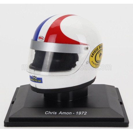 EDICOLA HELMET F1  CASCO - MATRA SIMCA MS120D N 9 SEASON 1972 CHRIS AMON - WHITE RED BLUE 1/5