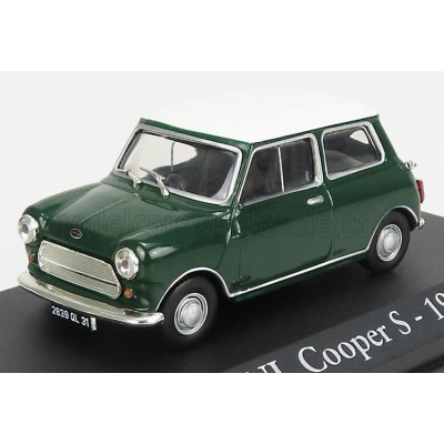 EDICOLA MINI COOPER S 1967 - CON VETRINA - WITH SHOWCASE - GREEN WHITE 1/43