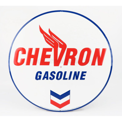 EDICOLA ACCESSORIES METAL ROUND PLATE - CHEVRON GASOLINE - WHITE RED BLUE 1/1