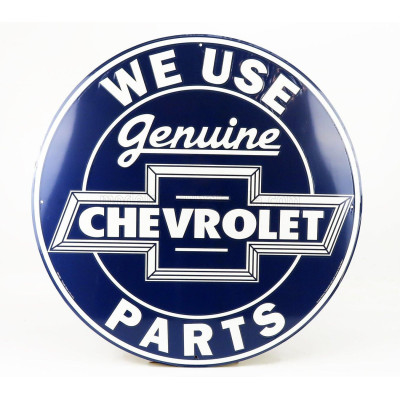 EDICOLA ACCESSORIES METAL ROUND PLATE - CHEVROLET GENUINE PARTS - BLUE WHITE 1/1