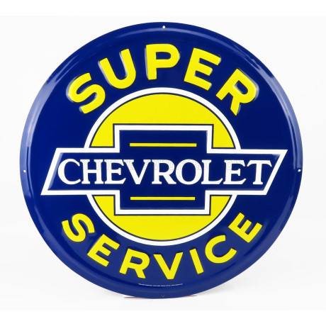 EDICOLA ACCESSORIES METAL ROUND PLATE - CHEVROLET SUPER SERVICE - YELLOW BLUE 1/1