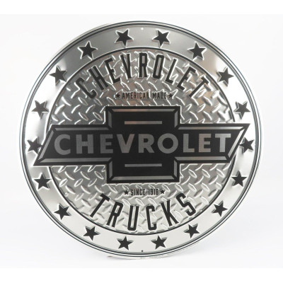 EDICOLA ACCESSORIES METAL ROUND PLATE - CHEVROLET TRUCKS - SILVER BLACK 1/1