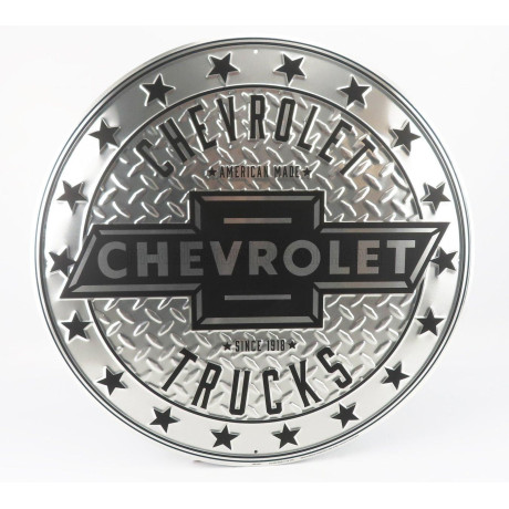 EDICOLA ACCESSORIES METAL ROUND PLATE - CHEVROLET TRUCKS - SILVER BLACK 1/1