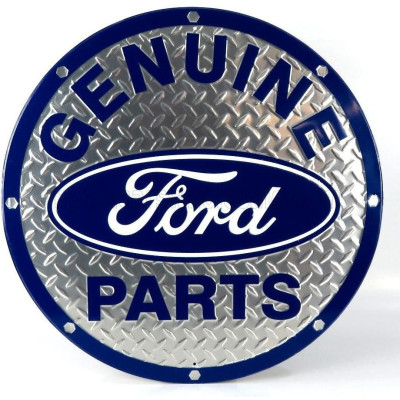 EDICOLA ACCESSORIES METAL ROUND PLATE - FORD GENUINE PARTS DIAMOND PLATE - BLUE SILVER 1/1