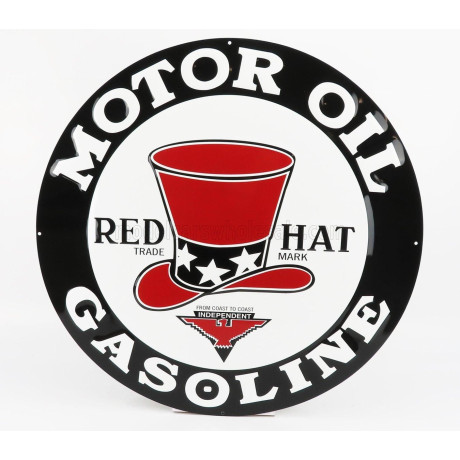 EDICOLA ACCESSORIES METAL ROUND PLATE - RED HAT GASOLINE - WHITE BLACK RED 1/1