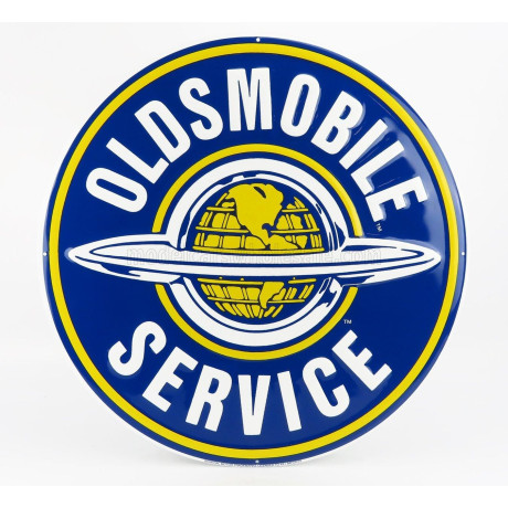 EDICOLA ACCESSORIES METAL ROUND PLATE - OLDSMOBILE SERVICE - BLUE YELLOW 1/1